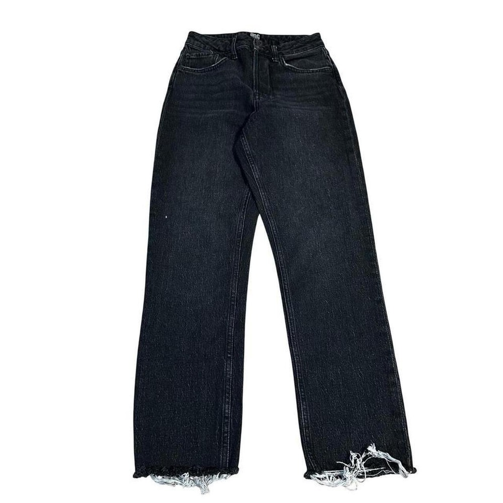BDG Urban Outfitters Dillon Black Wash Denim Jeans Raw Hem Size 27x32